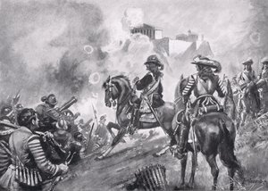 Francesco Morosini bombardeando el Partenón, ilustración de la Historia de las Naciones de Hutchinson